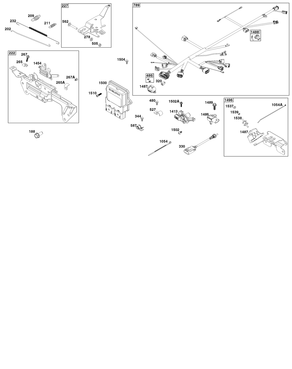Controls Group Diagram and Parts List for 61E377-0156-J1 400000 - 699999 Briggs and Stratton Engine